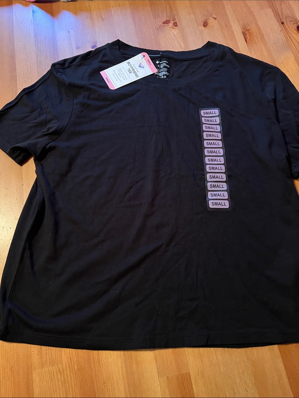 Essentials Black Short Sleeve Crewneck Tee with Vertical Size Tabs